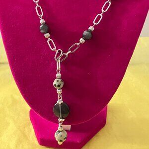 Lia Sophia Necklace & Bracelet Jewelry Set With Dalmatian Jasper Stones